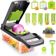 16-In-1 Quicker Vegetable Chipper Slicer Grater & Chopper Vegetable & Fruit Grater & Slicer (1 Chopper, 16 Slicer)
